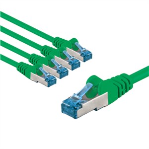 CAT 6A Patch Cable S/FTP (PiMF), 2 m, green, Set of 5