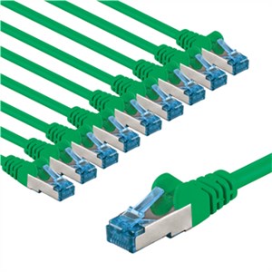 CAT 6A Patch Cable S/FTP (PiMF), 2 m, green, Set of 10