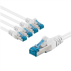 CAT 6A Patch Cable S/FTP (PiMF), 3 m, white, Set of 5