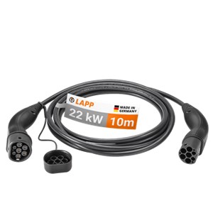 Ladekabel Typ 2, bis zu 22 kW, 10 m, schwarz