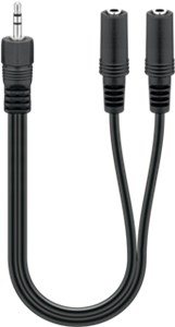 3.5 mm Audio Y Cable Adapter, 1x Male to 2x Female Stereo