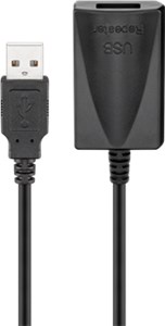 Active USB 2.0 extension cable, black