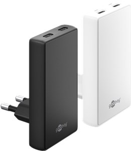 USB-C™ PD GaN Dual-Schnellladegerät 90° Flat (45 W) weiß