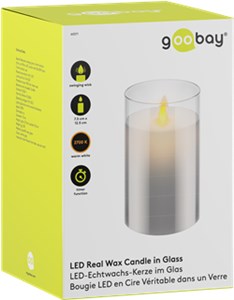 LED Real Wax Candle in Glass, 7.5 x 12.5 cm