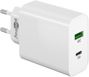 Dual USB Quick Charger PD/QC (45 W) white