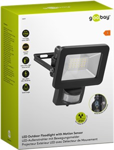 LED Outdoor Floodlight, 20 W, with Motion Sensor