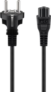 Mains Cable with Safety Plug, 2 m, black
