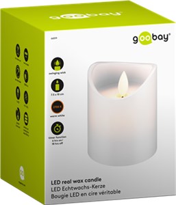 LED Real Wax Candle, White, 7.5 x 10 cm