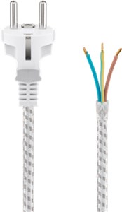 Heat-Resistant Protective Contact Cable for Assembly, 3 m, White and Silver