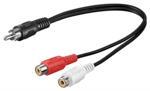 Audio Y Cable Adapter, RCA Male to Stereo RCA Female