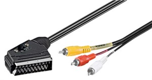 Adapter Cable, SCART to Composite Audio/Video, IN/OUT