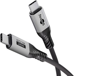 USB-C™-Kabel, USB4™ Version 2.0, 1,5 m, schwarz;grau