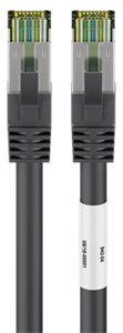 RJ45 (CAT 6A, 500 MHz) patch cord with CAT 8.1 S/FTP raw cable, black