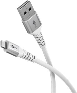 Lightning USB-A Supersoft Textile Cable with Metal Plugs, 0.5 m, white