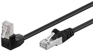 CAT 5e Patch Cable 1x 90° Angled, F/UTP, Black, 0.5 m