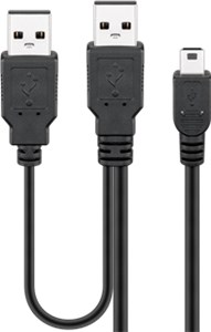 USB 2.0 Hi-Speed Dual-Power cable, Black