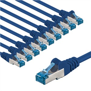 CAT 6A Patch Cable S/FTP (PiMF), 5 m, blue, Set of 10