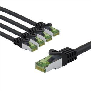 GHMT-certified CAT 8.1 Patch Cord, S/FTP, 5 m, black, Set of 5