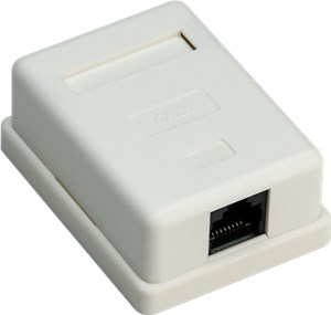 1-port RJ45 Surface Mount Installation Box, CAT 6, UTP, white