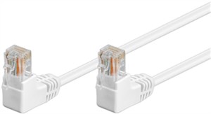 CAT 5e Patch Cable 2x 90° Angled, U/UTP, white, 3 m
