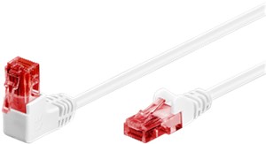 CAT 6 Patch Cable 1x 90° Angled, U/UTP, white, 0.5 m