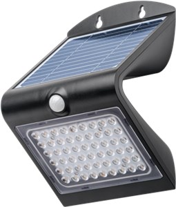 LED-Solar-Wandleuchte mit Bewegungsmelder, 4 W, schwarz