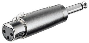 XLR adapter, AUX jack, 6.35 mm mono male to XLR female