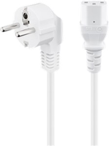 Angled cold appliance connection cable, 5 m, white