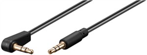 AUX Audio Connector Cable, 3.5 mm Stereo, 3-Pin, Slim, CU, Angled