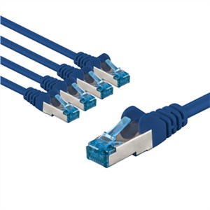 CAT 6A Patch Cable S/FTP (PiMF), 2 m, blue, Set of 5