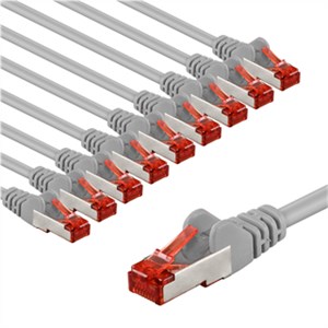 CAT 6 Patch Cable S/FTP (PiMF), 5 m, grey, Set of 10
