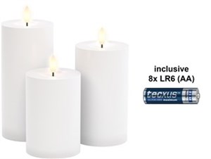 Set of 3 LED Candles "Outdoor", white, incl. 8x AA (LR6)