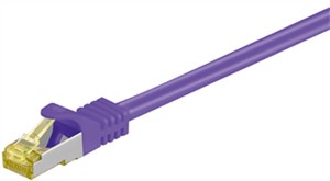 RJ45 patch cord CAT 6A S/FTP (PiMF), 500 MHz, with CAT 7 raw cable, violet