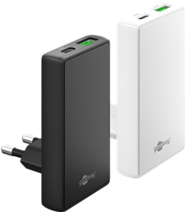USB-C™ PD GaN Dual-Schnellladegerät 90° Flat (65 W) weiß