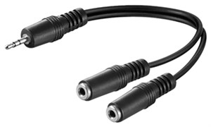 3.5 mm Audio Y Cable Adapter, 1x Male to 2x Female Stereo