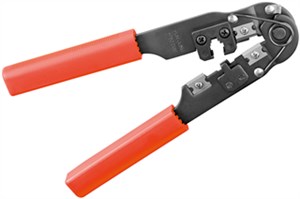 Crimping pliers for modular plugs incl. cable cutter and wire stripper, red, black