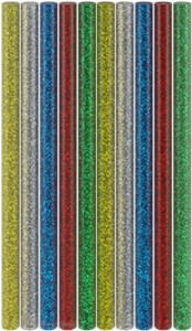 Heißklebesticks 11 mm, 5 Glitzer-Farben, 10 Stk.