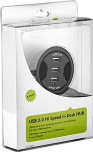 3 Port USB 2.0 Hi Speed In-Desk HUB