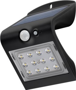 LED Solar Wall Light with Motion Sensor, 1.5 W, Black