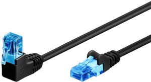 CAT 6A patchcable 1x 90°angled, U/UTP, black