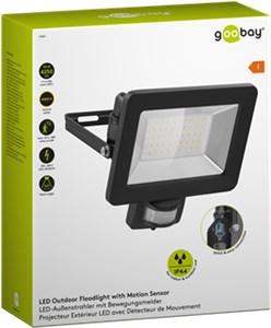 LED Outdoor Floodlight, 50 W, with Motion Sensor