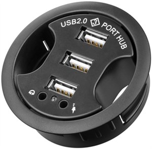 3 Port USB 2.0 Hi Speed In-Desk HUB + Audio