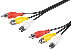 Composite Audio/Video Connector Cable, 3x RCA with RG59 Video Cable