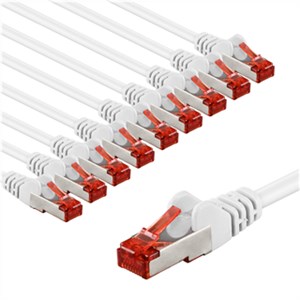 CAT 6 Patch Cable S/FTP (PiMF), 3 m, white, Set of 10