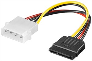 PC Power Cable/Adapter, 5.25 Inch Male to SATA 