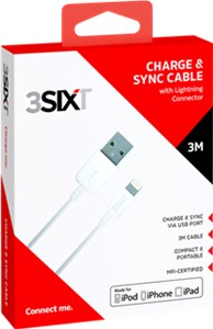 Lightning charging and sync cable (white) (3S-0372) USB A -> Apple Lightning